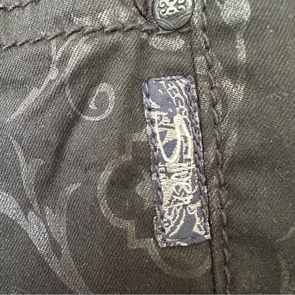 Silver Jeans W30 L31 Super Skinny Floral Brocade Black Mob Wife Embroidered Pant - Picture 8 of 14